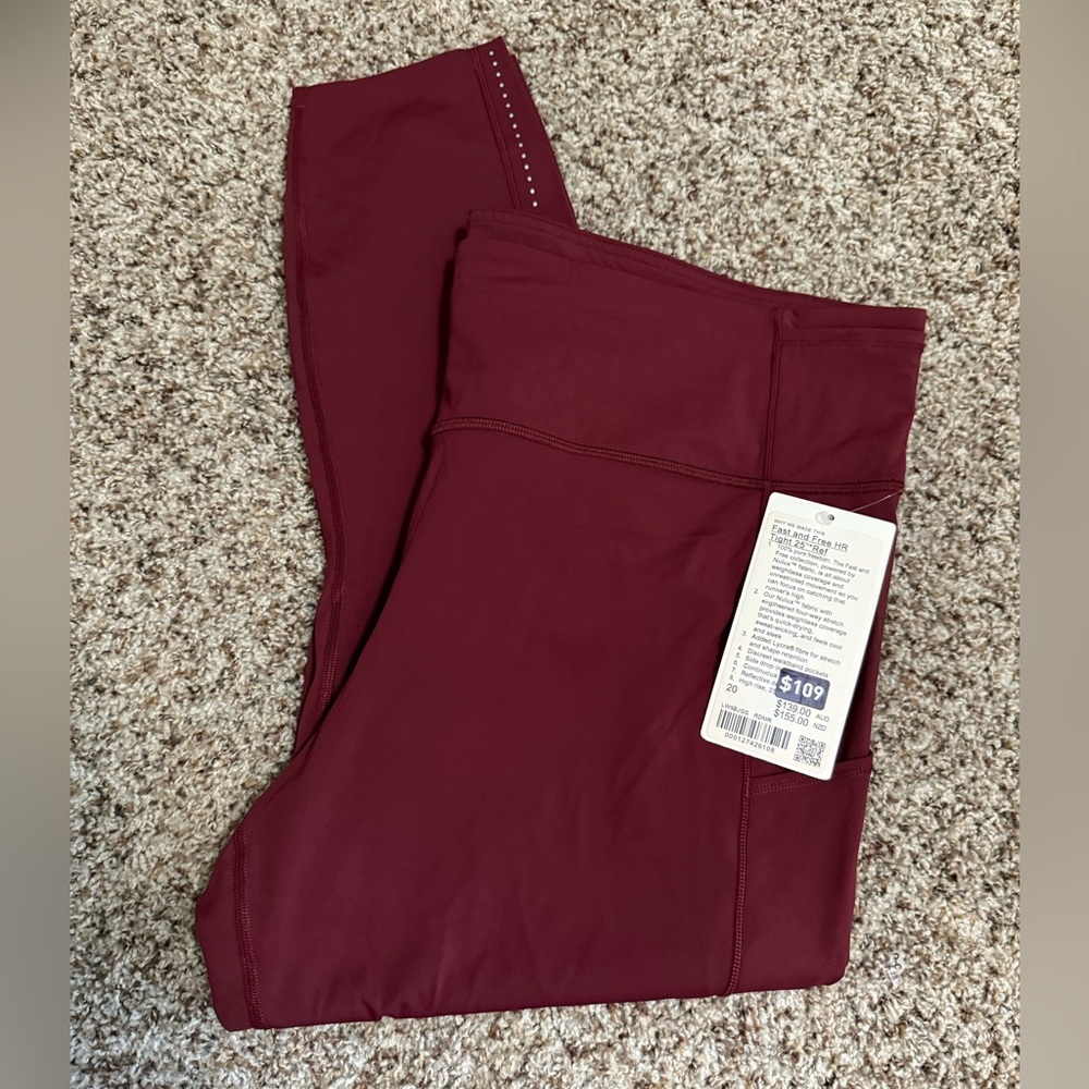 Lululemon Fast & Free 25” Red Merlot